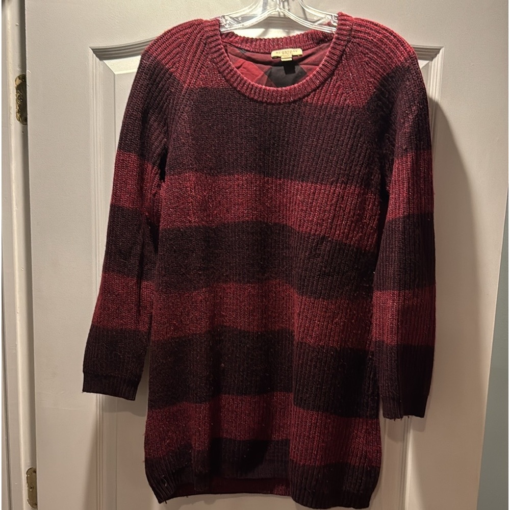 Burberry Brit burgundy striped wool sweater